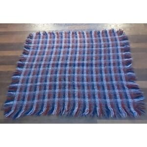 Vintage Tapestries Ireland Helena Ruuth Blue Purple Maroon Fringe Throw Blanket